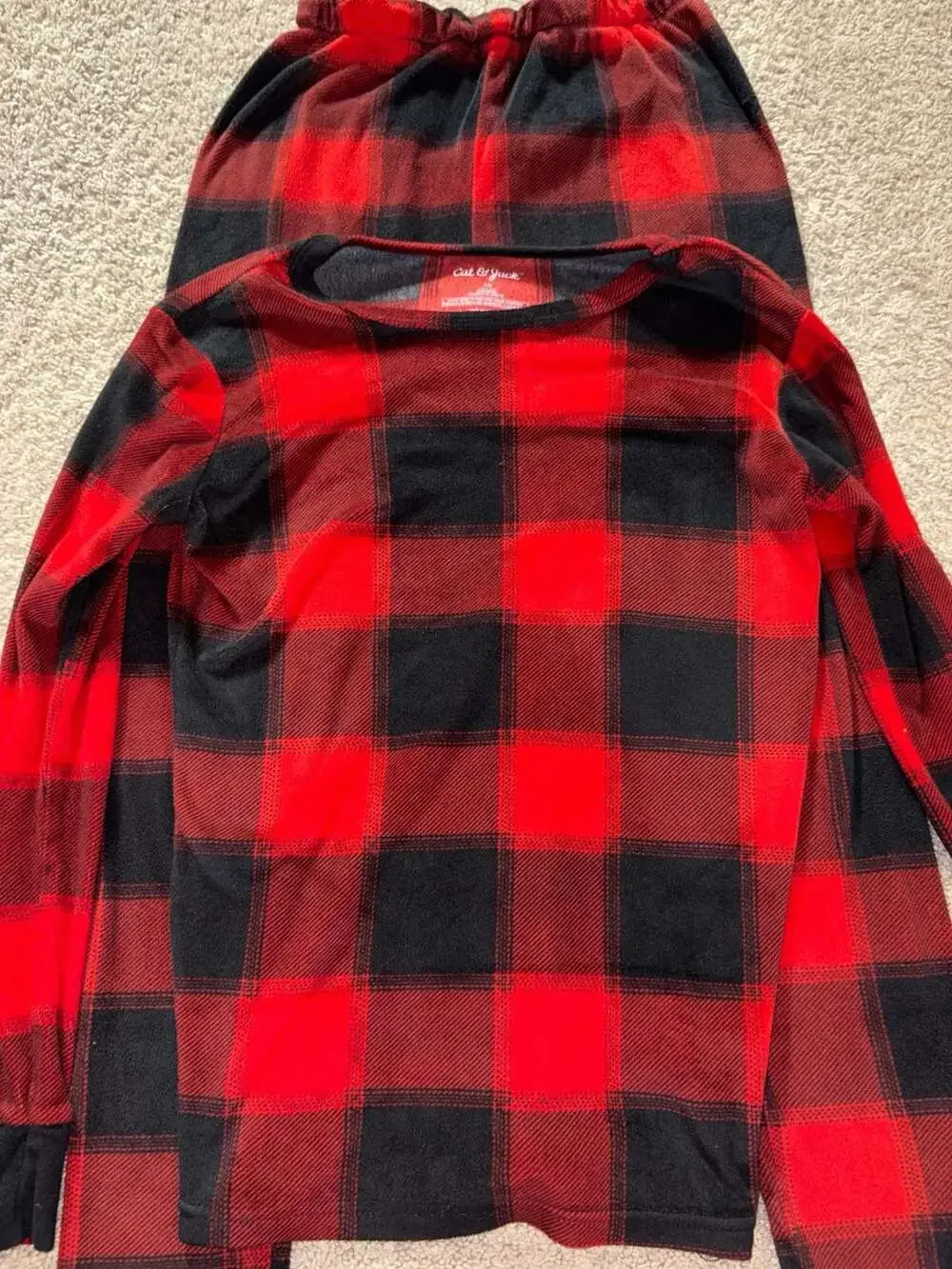 Cat & Jack Girls' Buffalo Plaid Thermal Pajama Set